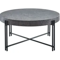 Steve Silver Co. Morgan Grey Faux Concrete Top Round Cocktail Table with Black Base