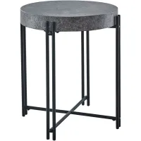 Steve Silver Co. Morgan Grey Faux Concrete Top Round End Table with Black Base