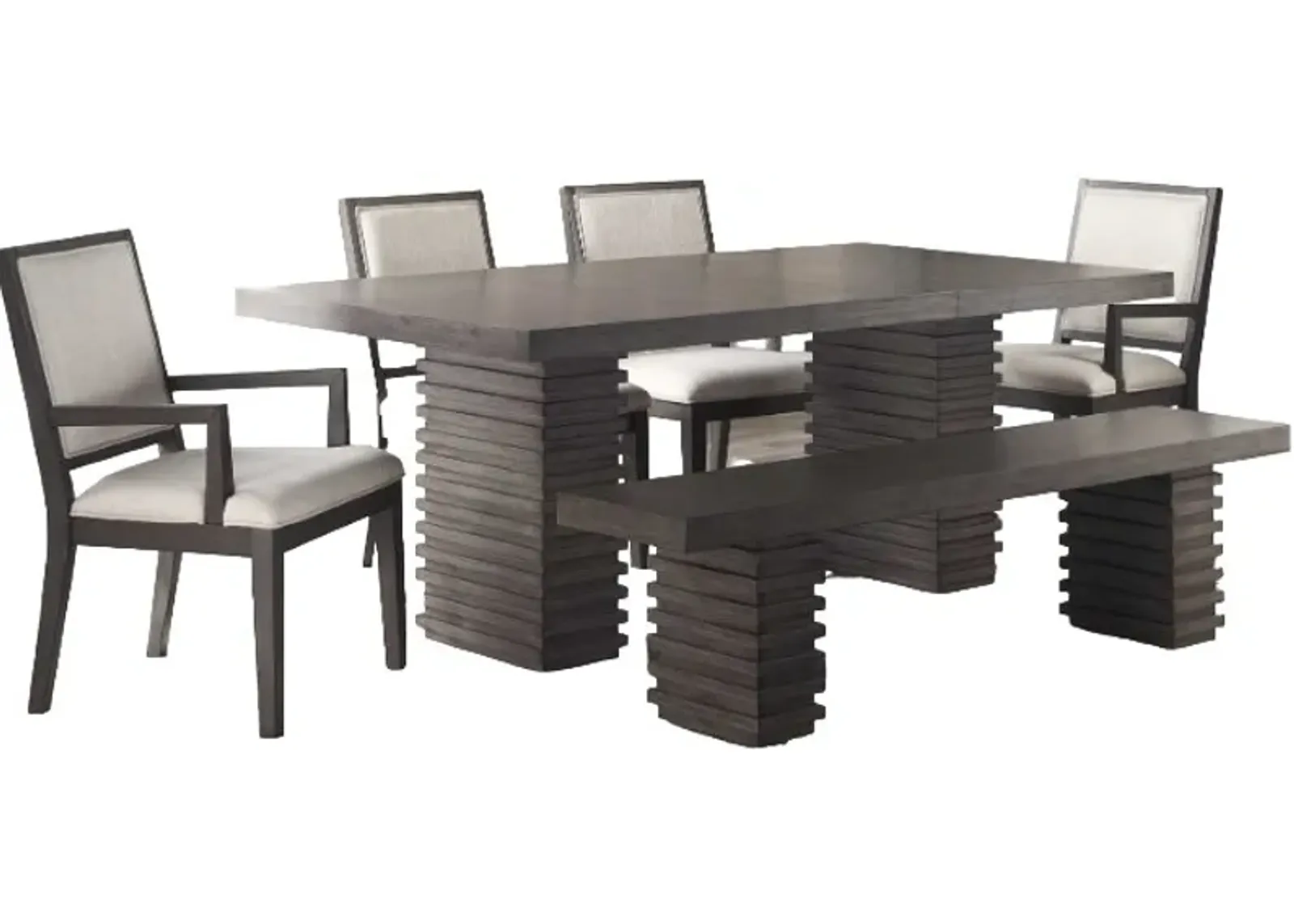 Steve Silver Co. Mila 6-Piece Washed Grey Dining Table Set