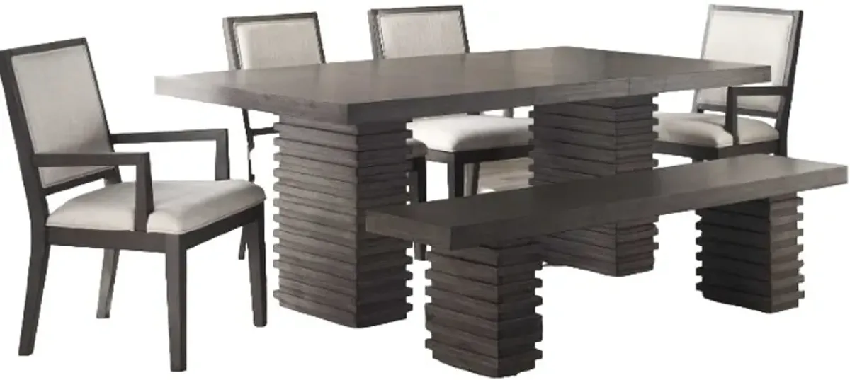 Steve Silver Co. Mila 6-Piece Washed Grey Dining Table Set