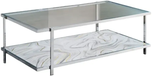 Steve Silver Co. Mika Glass Top Cocktail Table with Chrome Base
