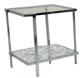 Steve Silver Co. Mika Glass Top End Table with Chrome Base