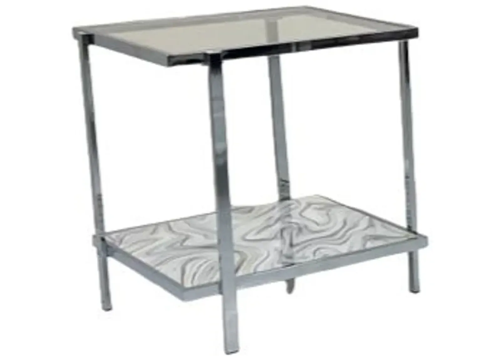 Steve Silver Co. Mika Glass Top End Table with Chrome Base