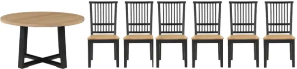 Steve Silver Co. Magnolia 7-Piece Sand Dining Set with Black Base