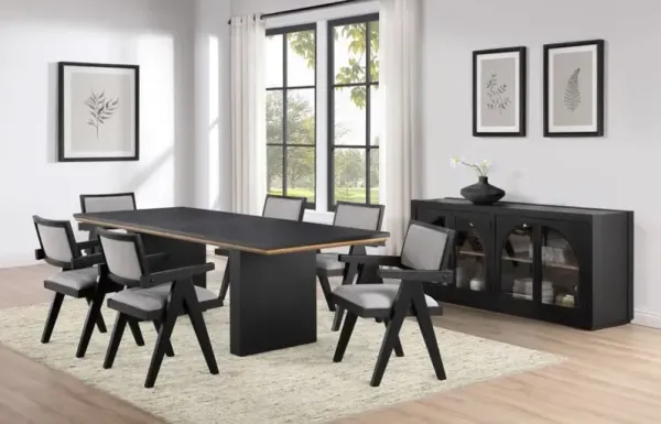 Steve Silver Co. Magnolia 7-Piece Ebony/Gray Dining Table Set
