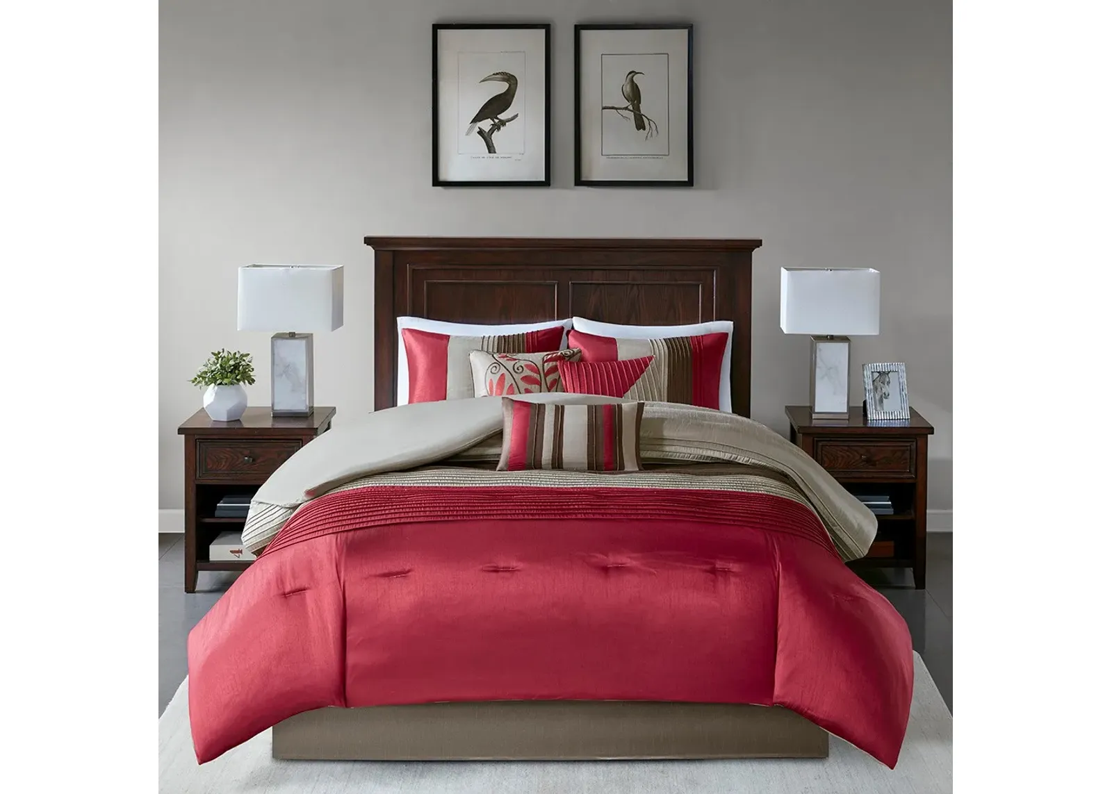 Olliix by Madison Park 7 Piece Red Queen Amherst Comforter Set