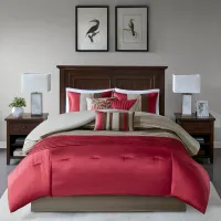 Olliix by Madison Park 7 Piece Red California King Amherst Comforter Set