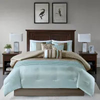 Olliix by Madison Park 7 Piece Blue California King Amherst Comforter Set