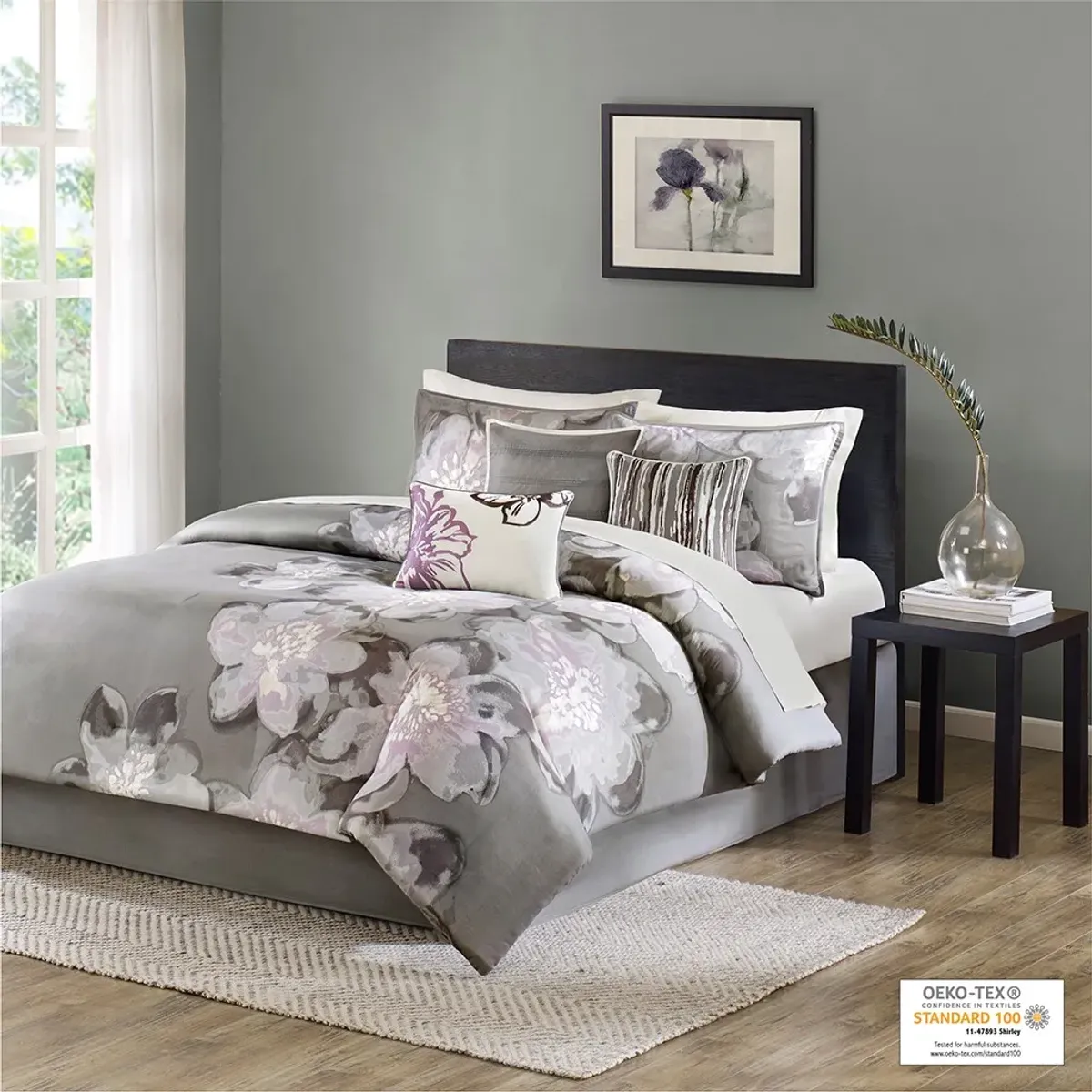 Olliix by Madison Park 7 Piece Grey King Serena Comforter Set
