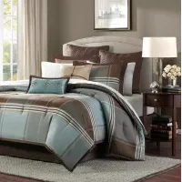 Olliix by Madison Park 8 Piece Brown Queen Lincoln Square Comforter Set
