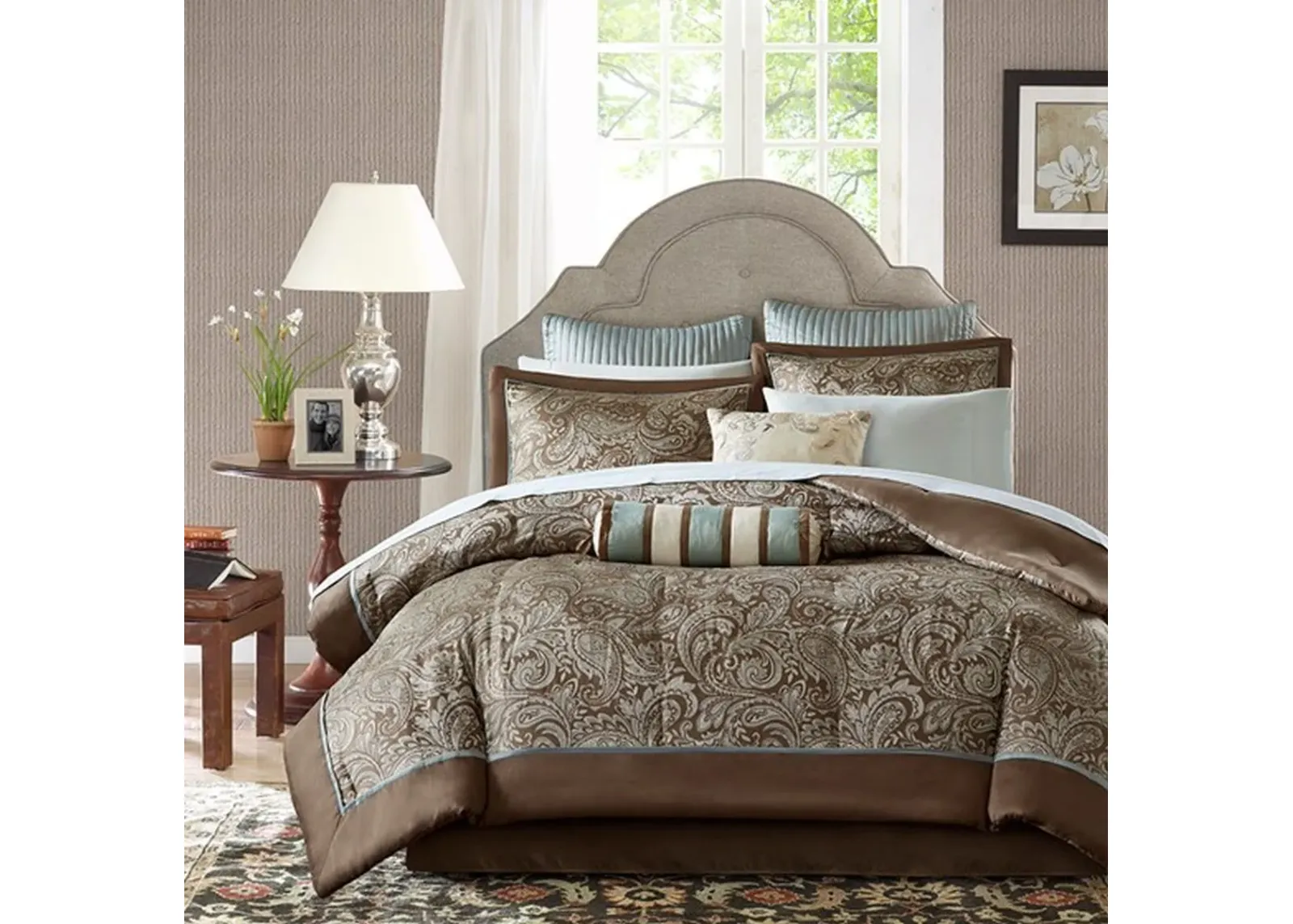 Olliix by Madison Park Blue Queen Aubrey 12 Piece Complete Bed Set