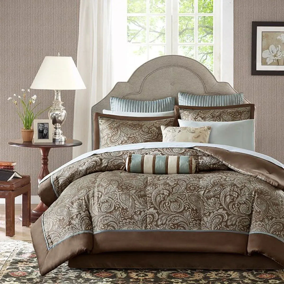 Olliix by Madison Park Blue Queen Aubrey 12 Piece Complete Bed Set