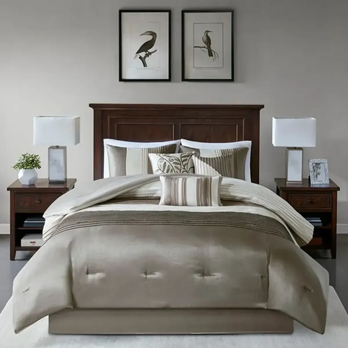 Olliix by Madison Park Amherst 7 Piece Natural California King Comforter Set