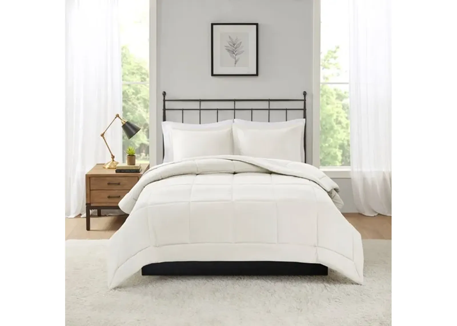 Olliix by Madison Park Sarasota Ivory Full/Queen Microcell Down Alternative Comforter Mini Set