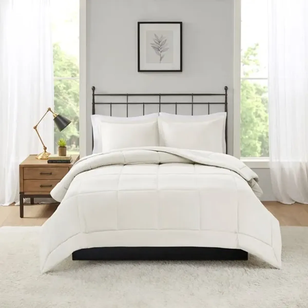 Olliix by Madison Park Sarasota Ivory King/Cal King Microcell Down Alternative Comforter Mini Set