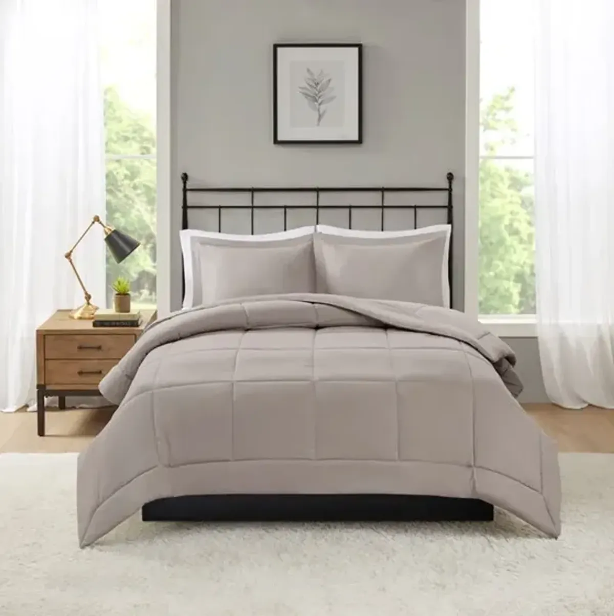 Olliix by Madison Park Sarasota Taupe King/Cal King Microcell Down Alternative Comforter Mini Set