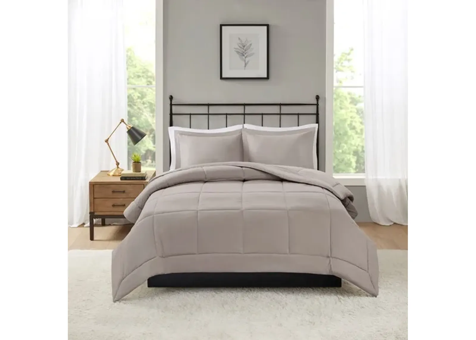 Olliix by Madison Park Sarasota Taupe King/Cal King Microcell Down Alternative Comforter Mini Set