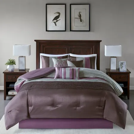 Olliix by Madison Park Amherst 7 Piece Purple King Comforter Set