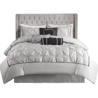 Olliix by Madison Park Laurel 7 Piece Grey Queen Tufted Comforter Set