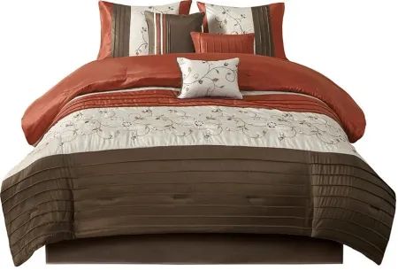 Olliix by Madison Park Serene 7 Piece Spice Queen Embroidered Comforter Set