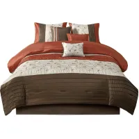 Olliix by Madison Park Serene 7 Piece Spice King Embroidered Comforter Set