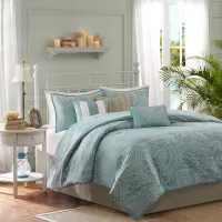 Olliix by Madison Park Carmel 7 Piece Blue King Comforter Set