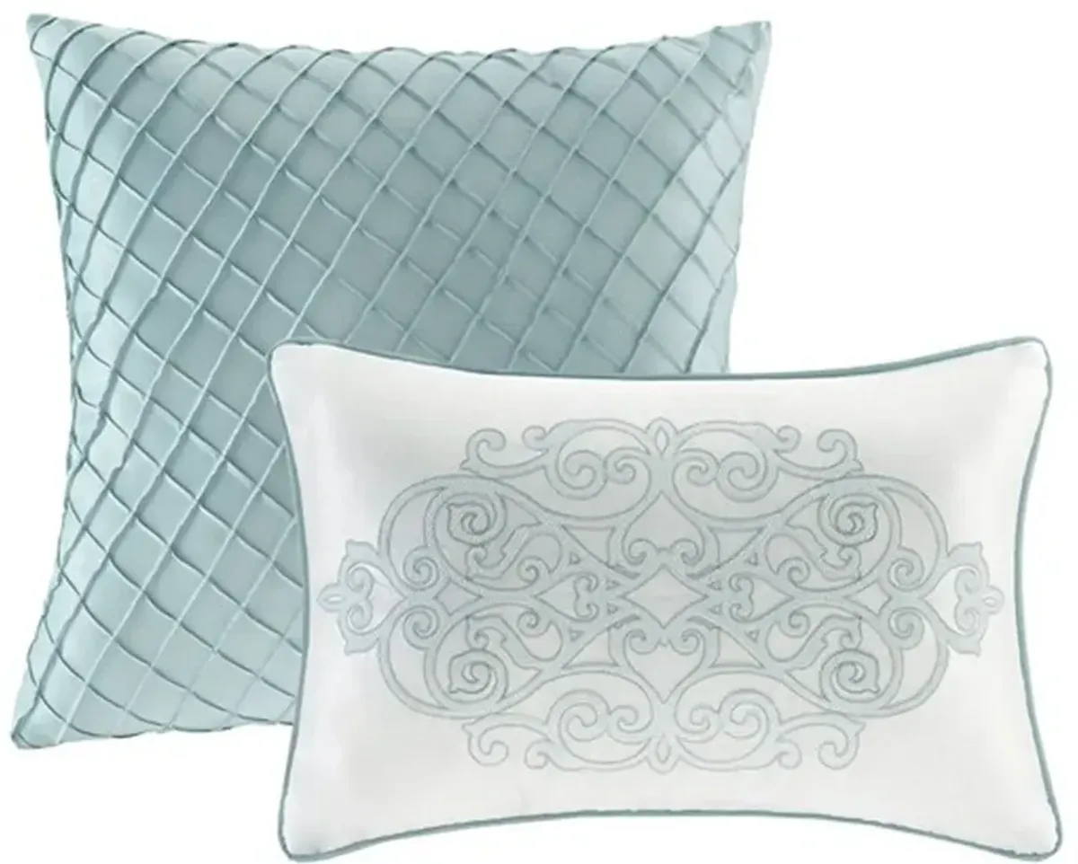Olliix by Madison Park Lavine 12 Piece Blue California King Complete Bed Set