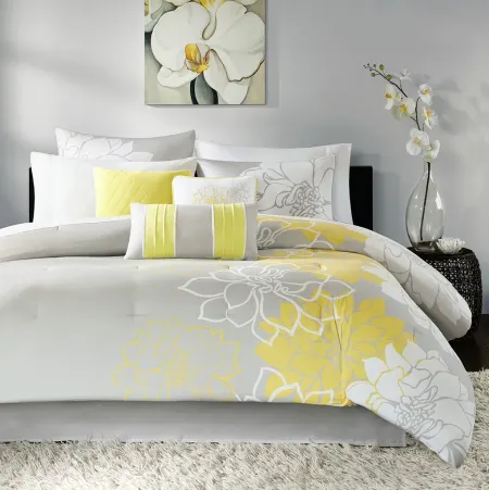 Olliix by Madison Park Lola Yellow Queen Comforter Set
