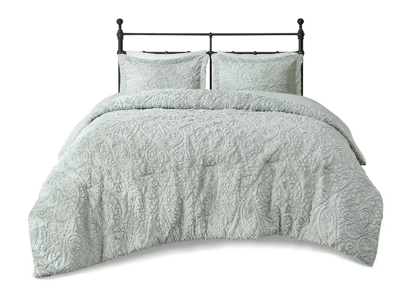 Olliix by Madison Park Norfolk Grey Full/Queen Ultra Plush Comforter Mini Set