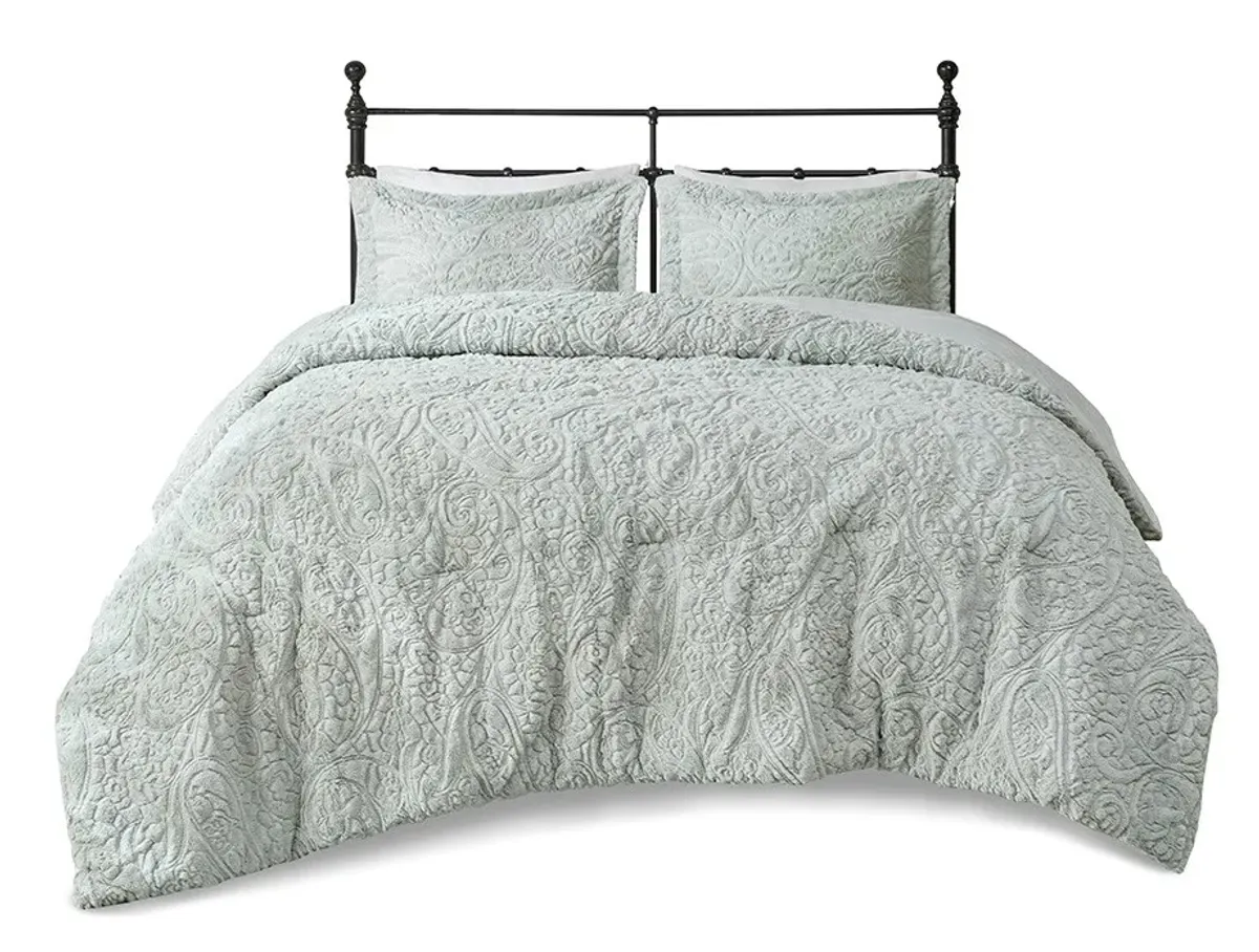 Olliix by Madison Park Norfolk Grey Full/Queen Ultra Plush Comforter Mini Set