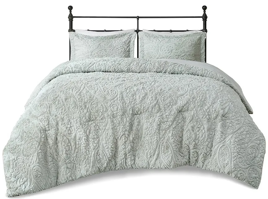 Olliix by Madison Park Norfolk Grey Full/Queen Ultra Plush Comforter Mini Set