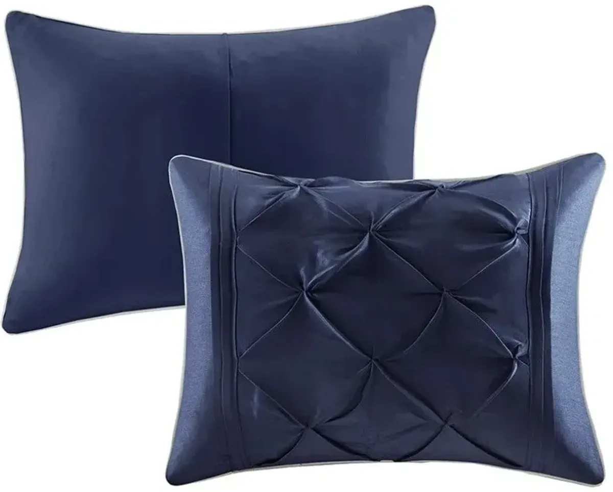 Olliix by Madison Park Laurel 7 Piece Navy California King Tufted Comforter Set