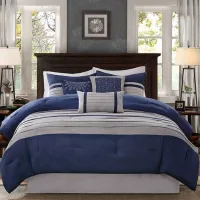 Olliix by Madison Park Blue King Palmer 7 Piece Comforter Set