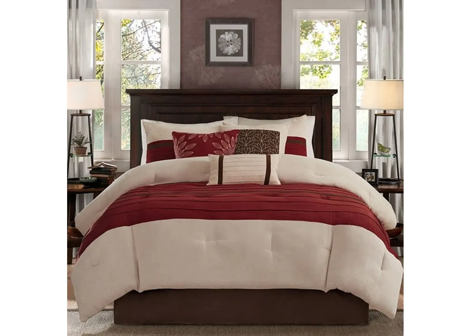 Olliix by Madison Park Red Queen Palmer 7 Piece Comforter Set