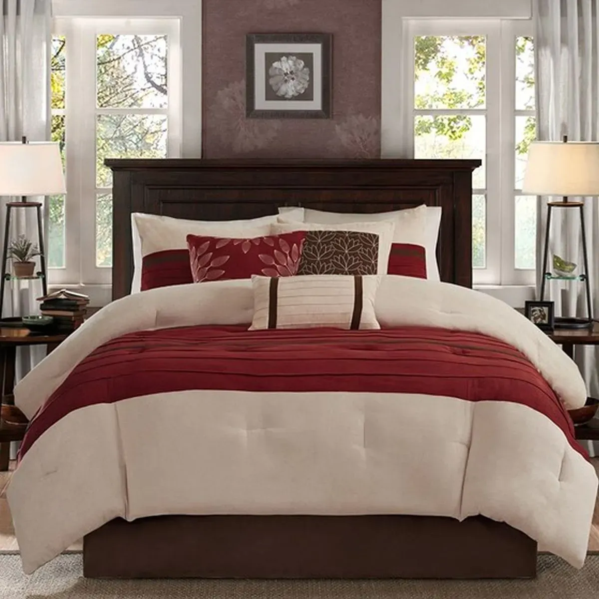 Olliix by Madison Park Red Queen Palmer 7 Piece Comforter Set