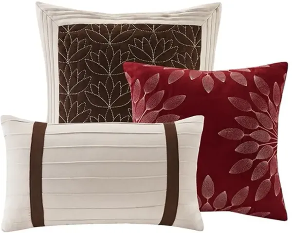 Olliix by Madison Park Red King Palmer 7 Piece Comforter Set