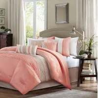 Olliix by Madison Park 7 Piece Coral Queen Amherst Comforter Set