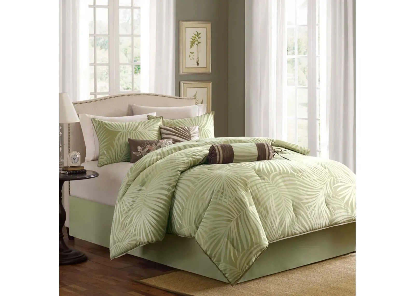 Olliix by Madison Park 7 Piece Green Queen Freeport Comforter Set