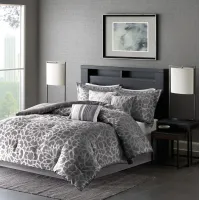 Olliix by Madison Park 7 Piece Grey Queen Carlow Comforter Set