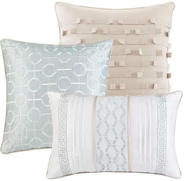 Olliix by Madison Park 7 Piece Aqua Queen Bennett Comforter Set