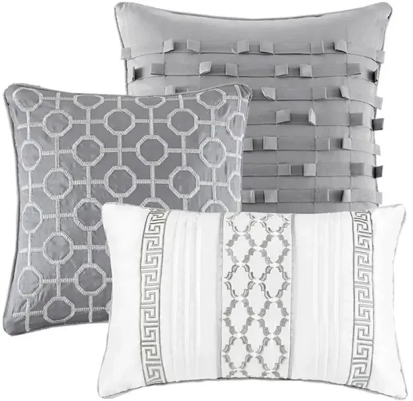 Olliix by Madison Park Grey Queen Bennett 7 Piece Comforter Set