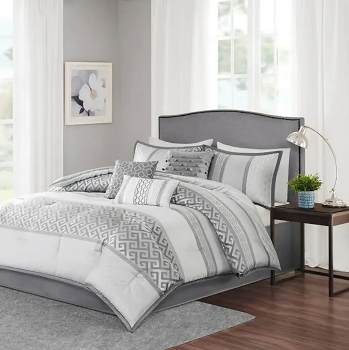 Olliix by Madison Park Grey King Bennett 7 Piece Comforter Set