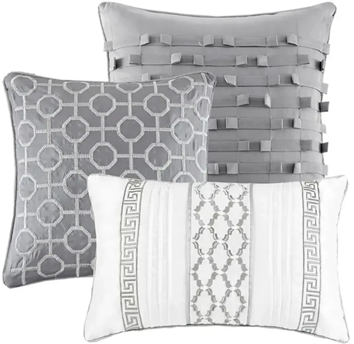 Olliix by Madison Park Grey California King Bennett 7 Piece Comforter Set
