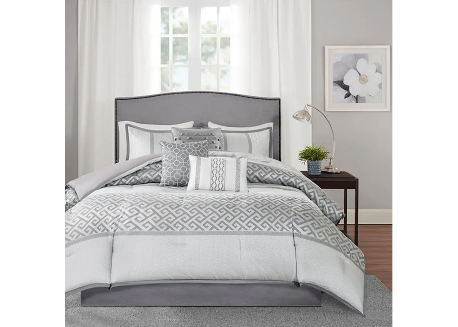 Olliix by Madison Park Grey California King Bennett 7 Piece Comforter Set