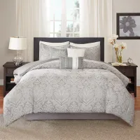 Olliix by Madison Park 7 Piece Grey Queen Averly Comforter Set