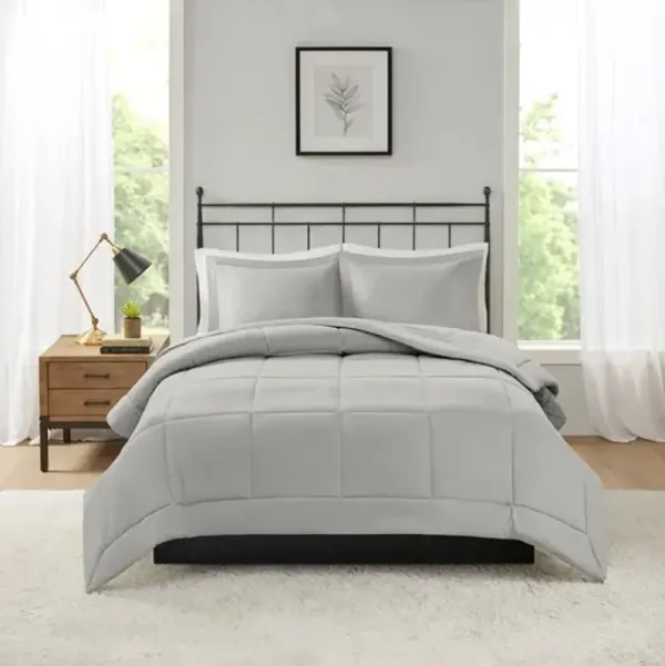 Olliix by Madison Park Sarasota Grey King/Cal King Microcell Down Alternative Comforter Mini Set