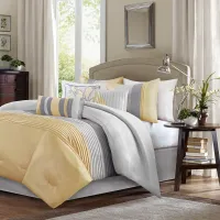 Olliix by Madison Park 7 Piece Yellow Queen Amherst Comforter Set