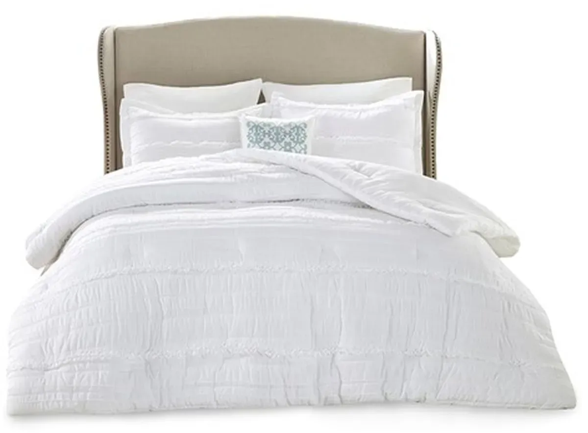 Olliix by Madison Park White Queen Celeste 5 Piece Comforter Set