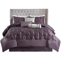 Olliix by Madison Park Laurel 7 Piece Plum King Tufted Comforter Set
