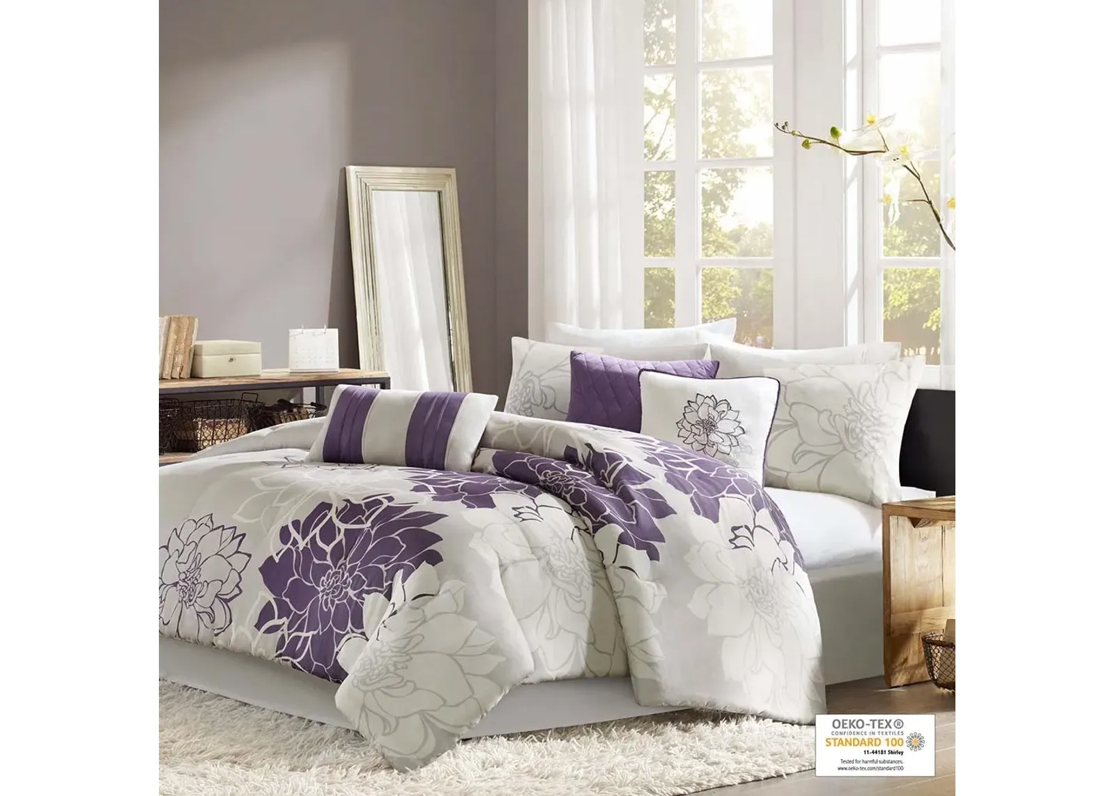 Olliix by Madison Park Purple Queen Lola Comforter Set